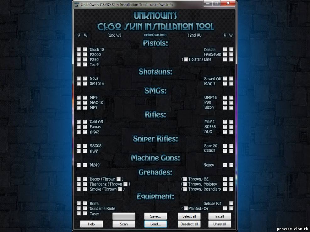 Скачать программу  UNKN0WN для установки скинов в CS:GO